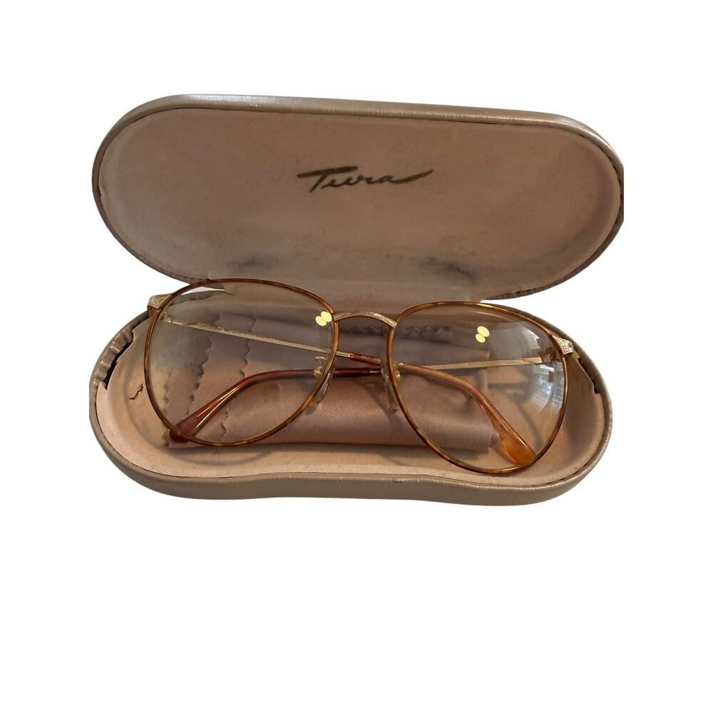 VTG Tura Gold Aviator MOD 258 Orange Accents Eyeglasses 58[]17 143 Frame Metal